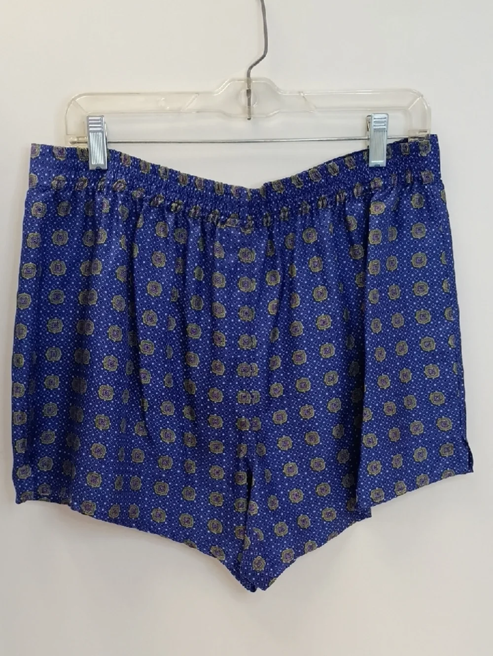 Victoria’s Secret 100% Silk Blue Patterned Boxers Lounge Shorts Size Extra Large